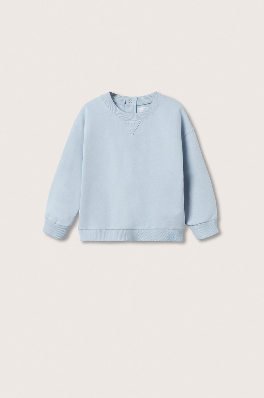 

Детски памучен суичър Mango Kids с изчистен дизайн, Син