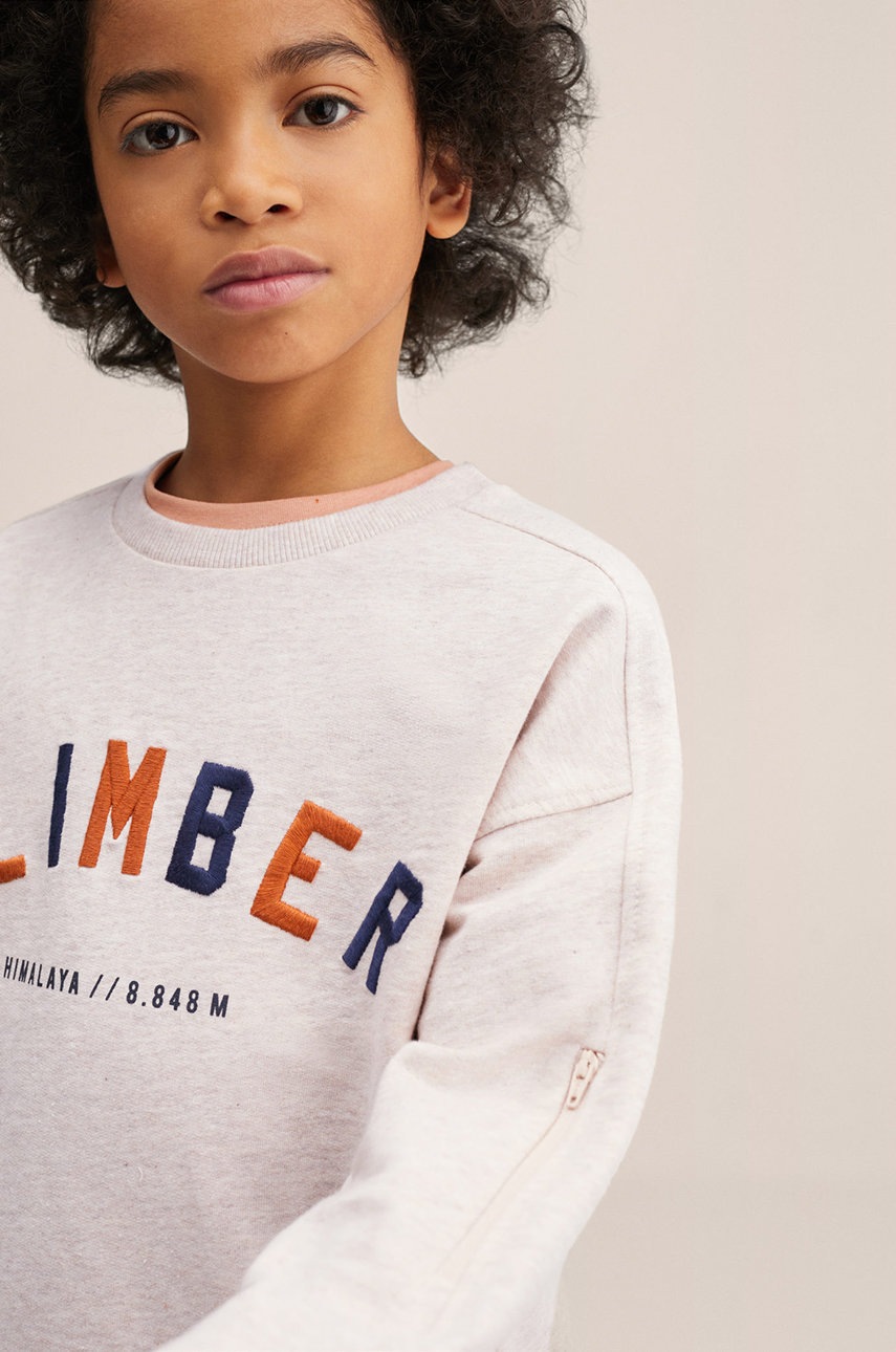 

Детски памучен суичър Mango Kids в бежово с апликация, Бежов