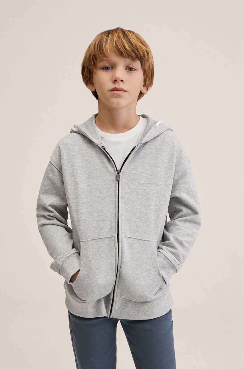 

Детски памучен суичър Mango Kids в сиво с изчистен дизайн, Сив