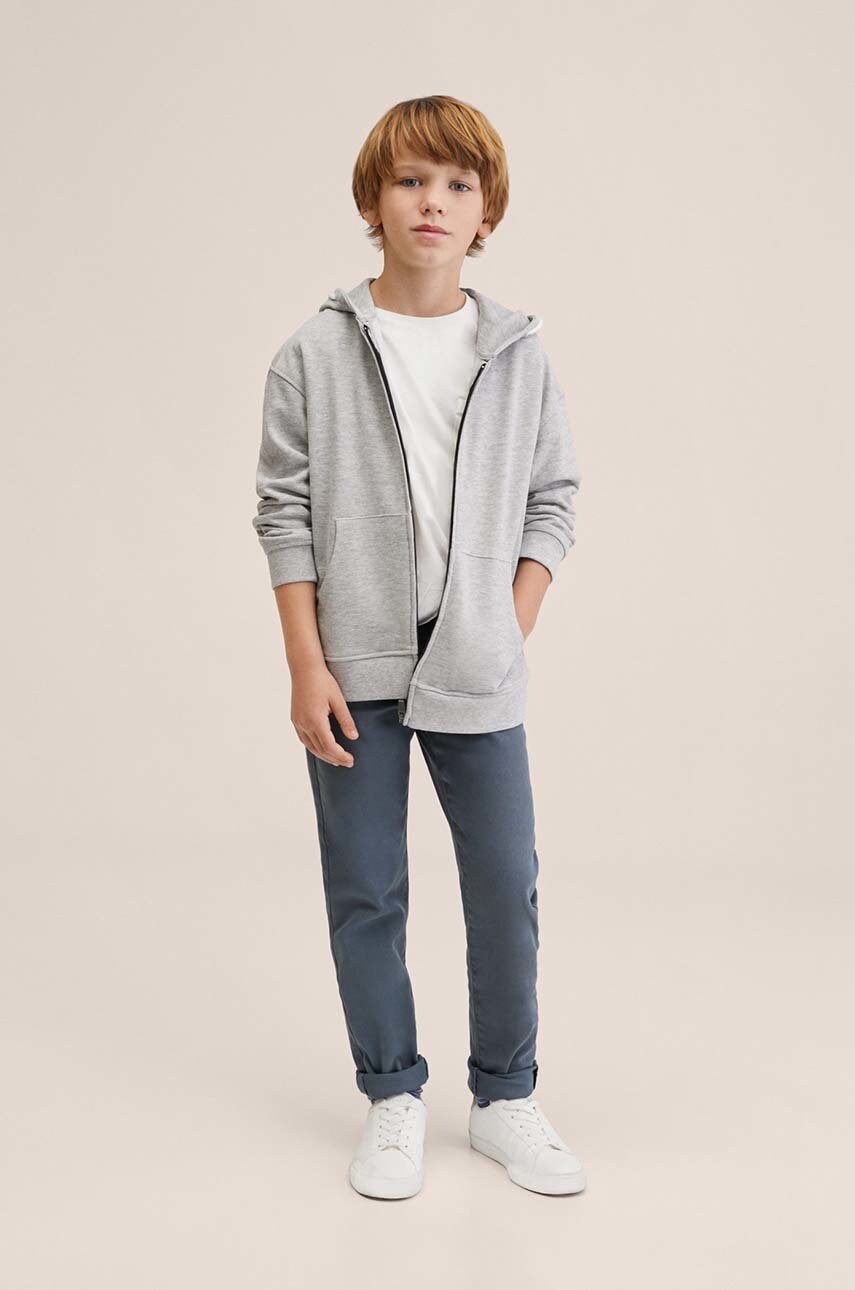 

Дитяча бавовняна кофта Mango Kids колір сірий однотонна