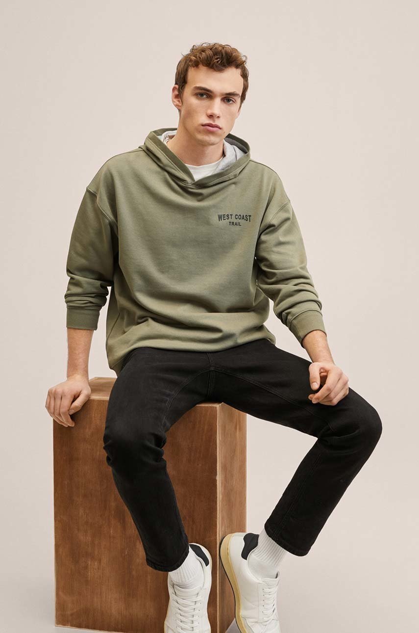 

Детски памучен суичър Mango Kids Phoenix в кафяво с принт, Кафяв