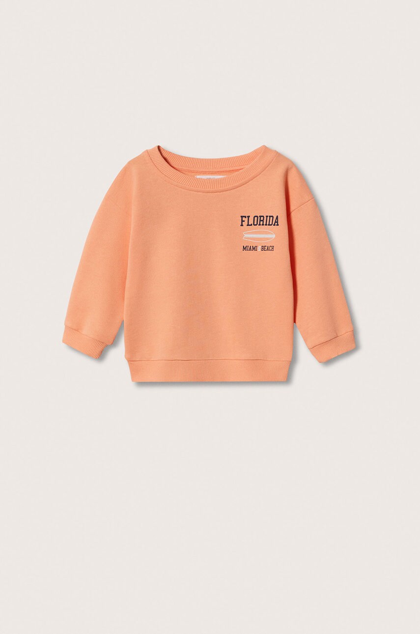 

Детски памучен суичър Mango Kids Florida в оранжево с принт, Оранжев