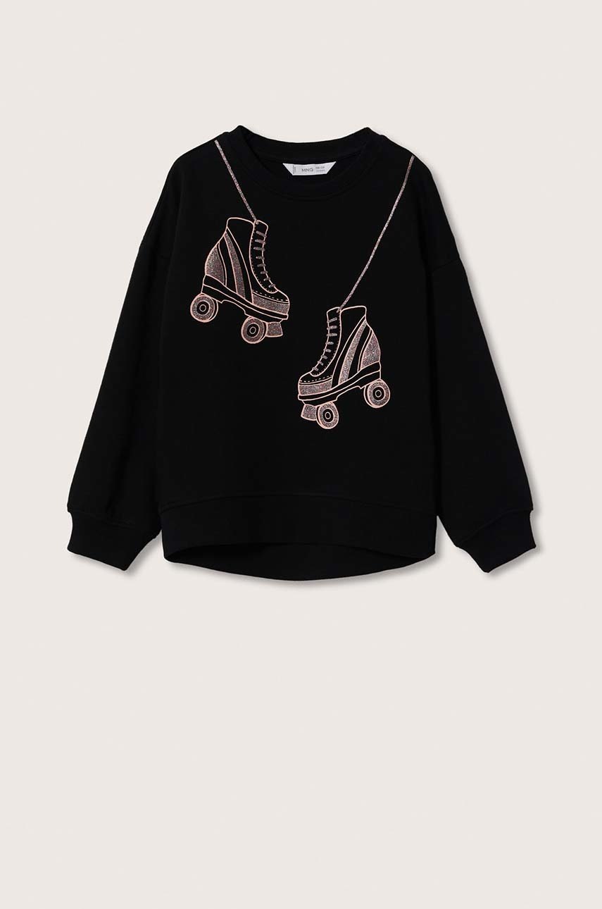 

Детски памучен суичър Mango Kids в черно с принт, Черен