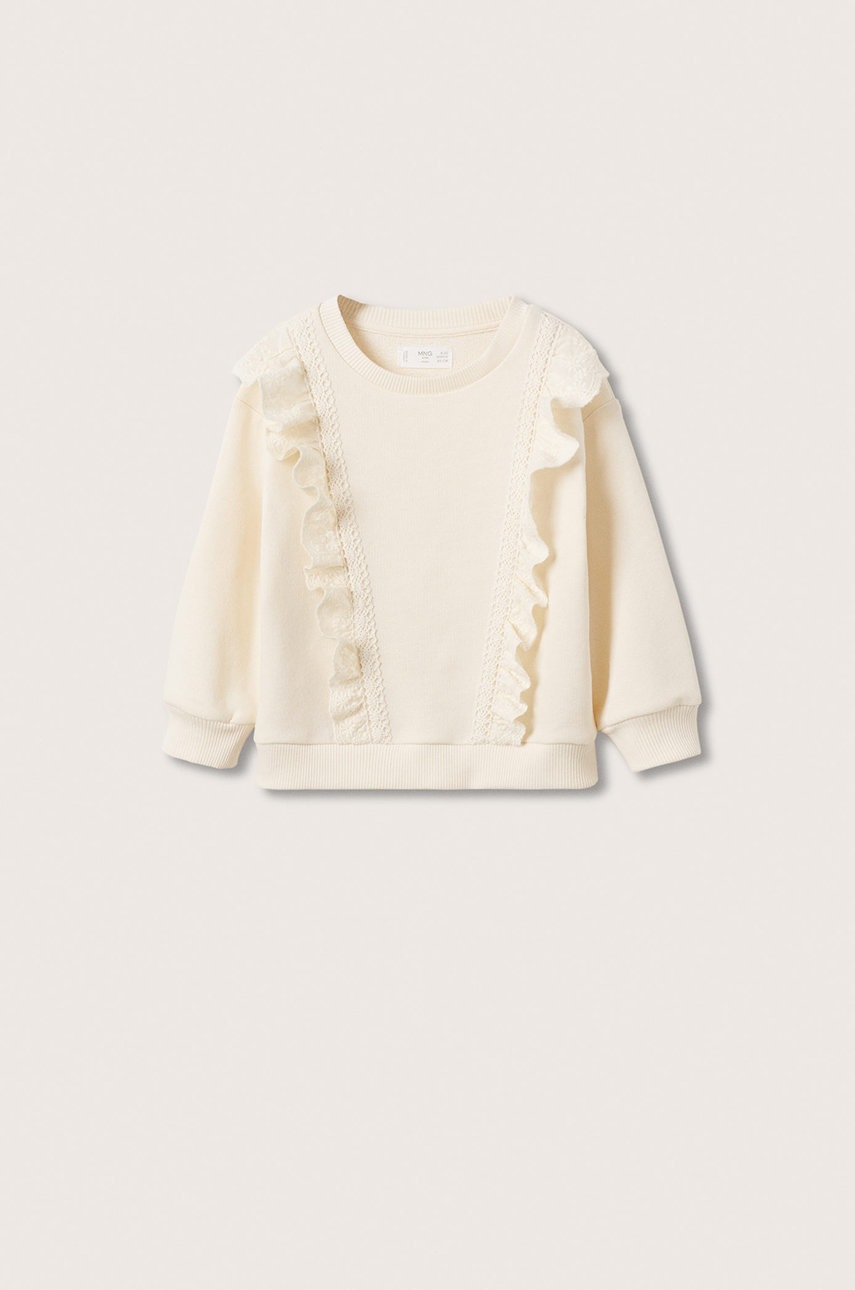 

Детски памучен суичър Mango Kids в бяло с изчистен дизайн, Бял