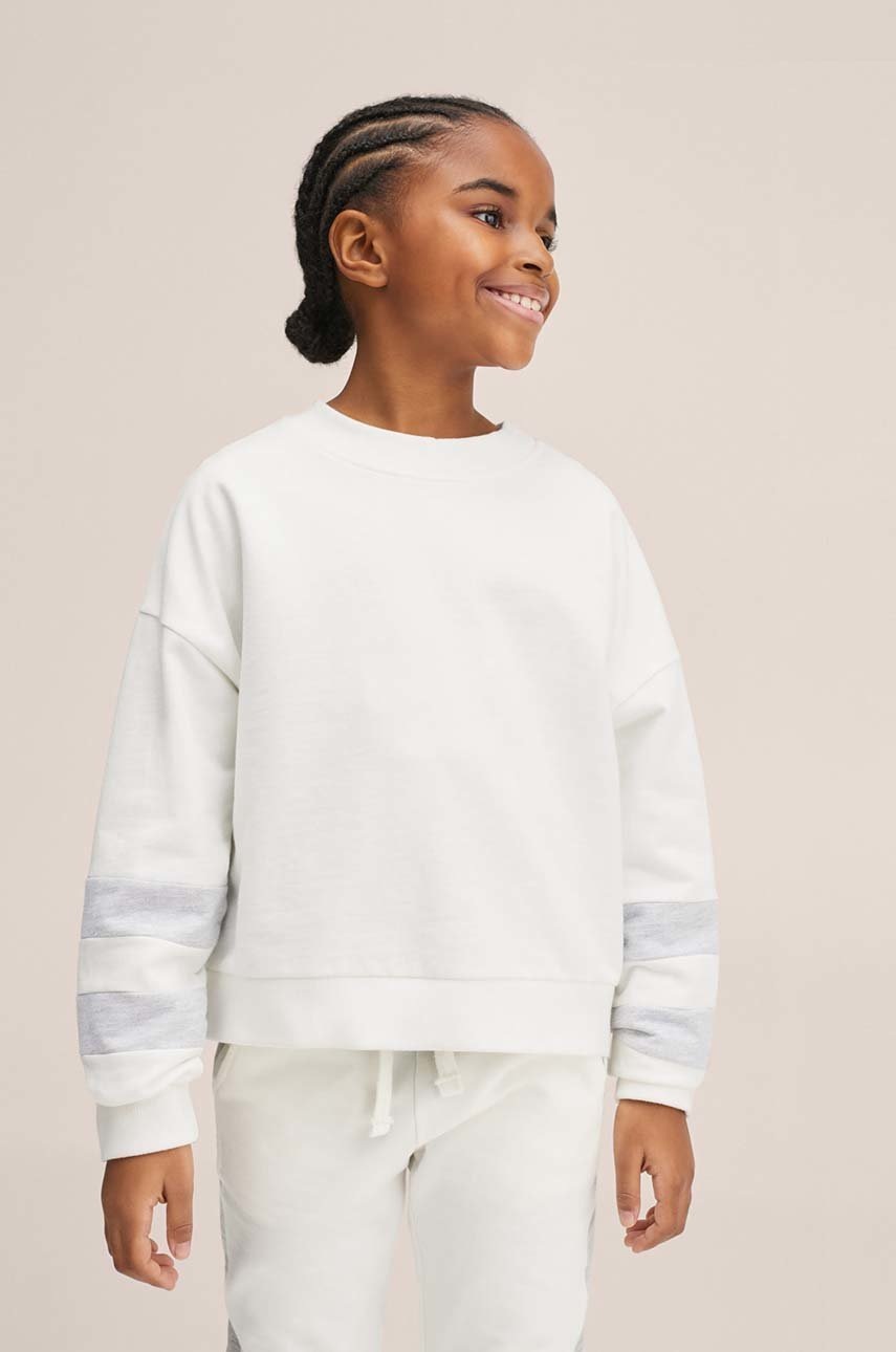 

Детски памучен суичър Mango Kids в бяло с принт, Бял