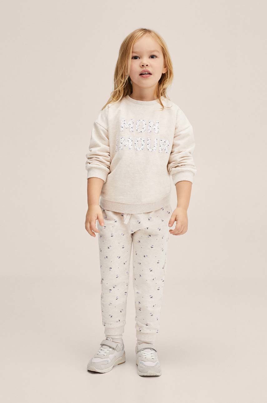 

Детская хлопковая кофта Mango Kids цвет бежевый с принтом