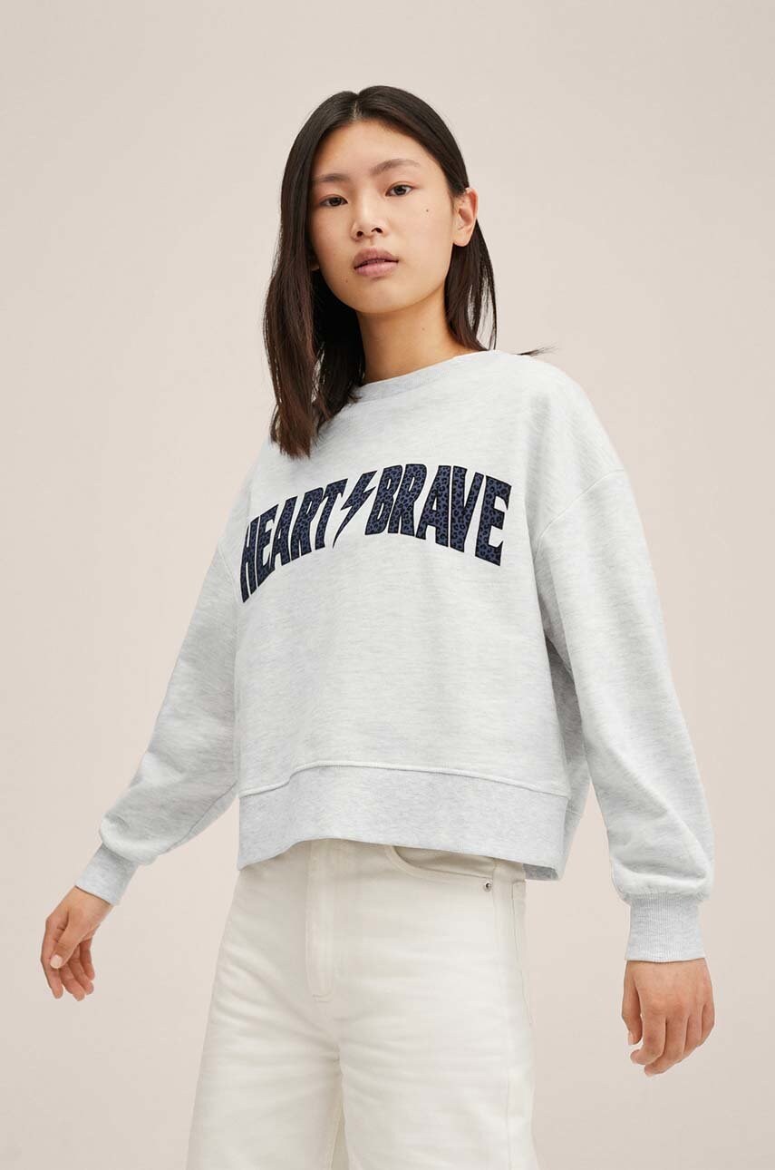 

Детски суичър Mango Kids в сиво с принт, Сив