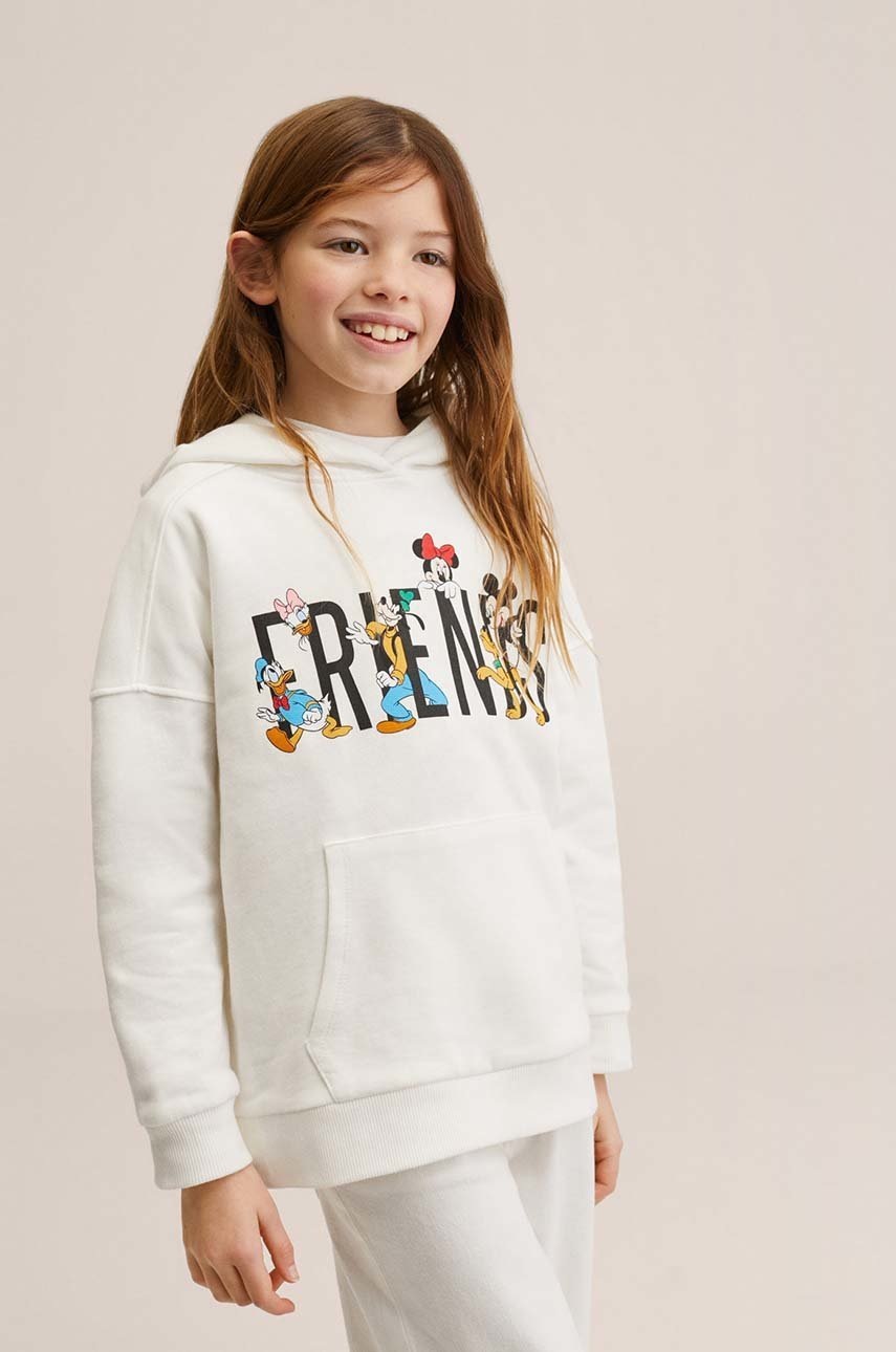 

Детски памучен суичър Mango Kids в бяло с принт, Бял