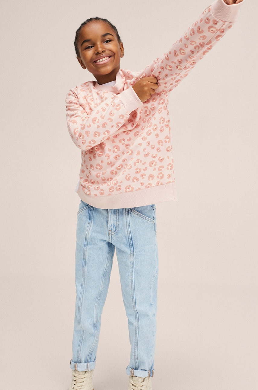 Дитяча бавовняна кофта Mango Kids колір рожевий однотонна