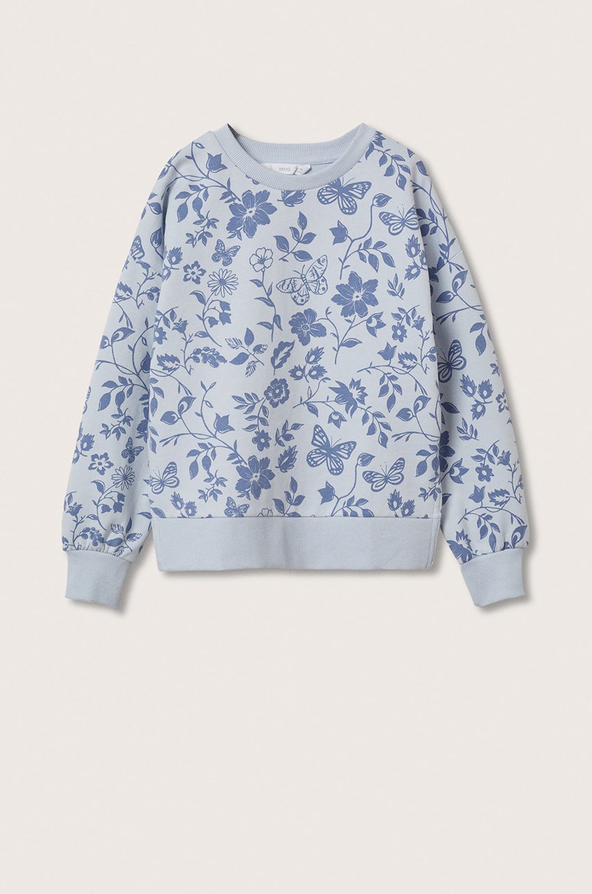 

Детски памучен суичър Mango Kids с изчистен дизайн, Син