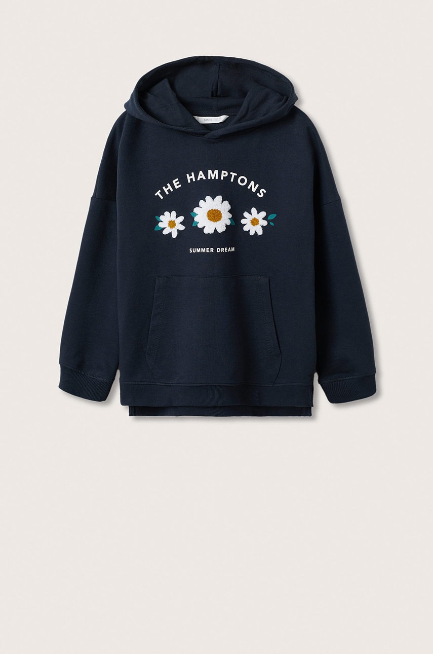 

Детски памучен суичър Mango Kids в тъмносиньо с апликация, Тъмносин