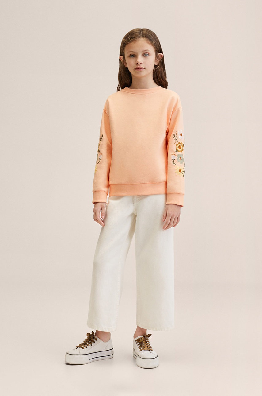

Детская хлопковая кофта Mango Kids Isabel цвет оранжевый с аппликацией