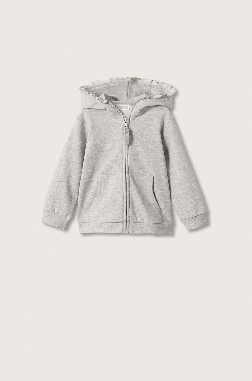

Детски суичър Mango Kids в сиво с изчистен дизайн, Сив