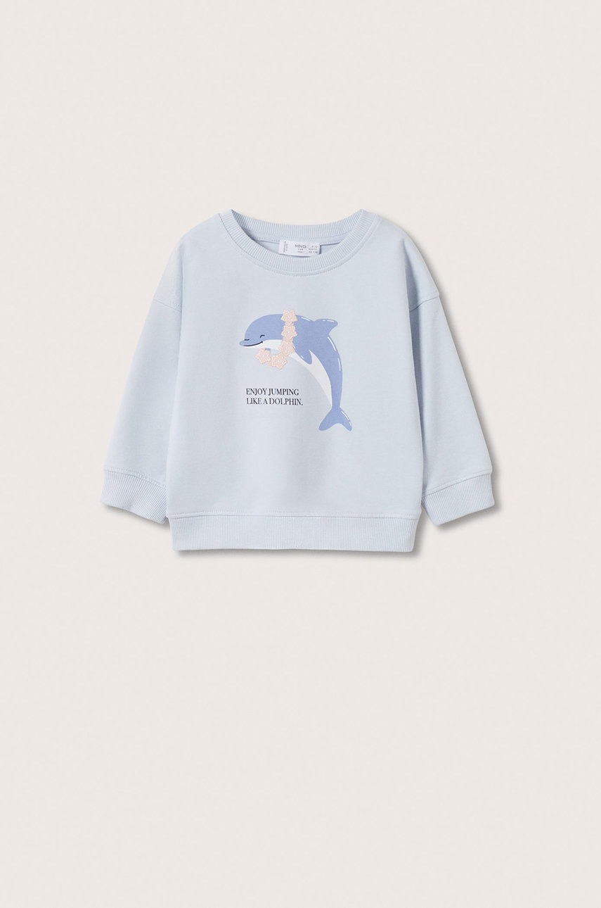 

Детски памучен суичър Mango Kids Delfin с принт, Син