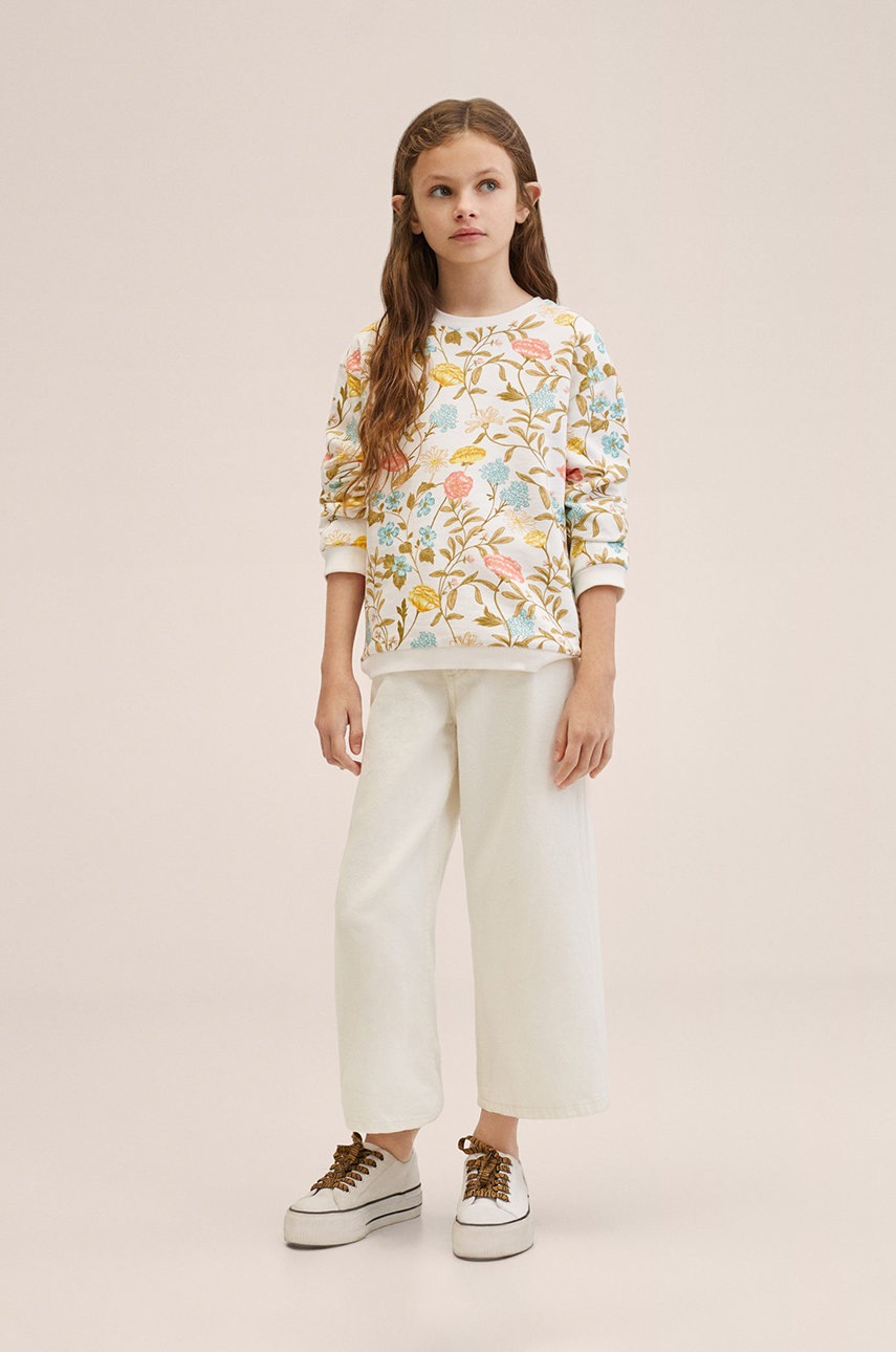 

Дитяча бавовняна кофта Mango Kids Flowers колір білий візерунок