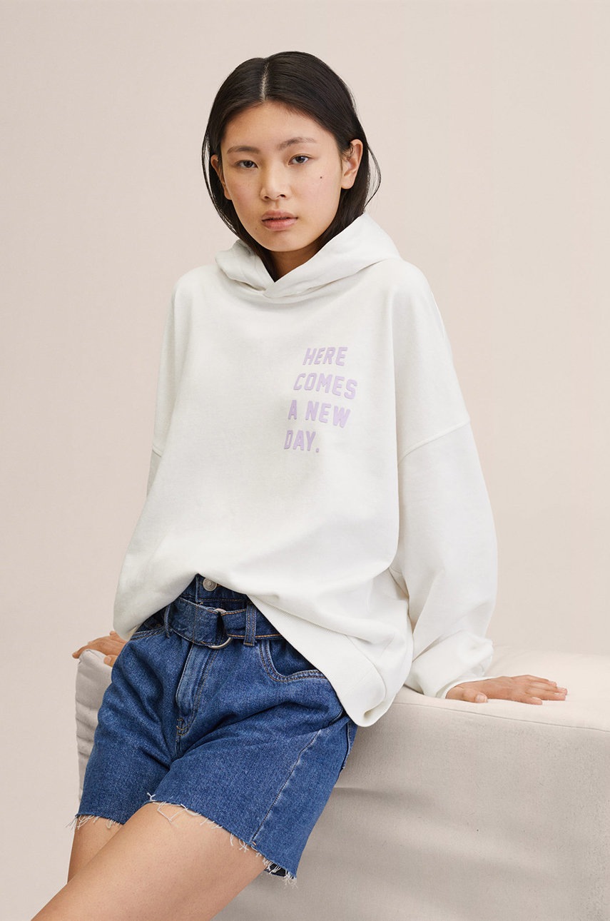 

Детски памучен суичър Mango Kids Trees в бяло с принт, Бял