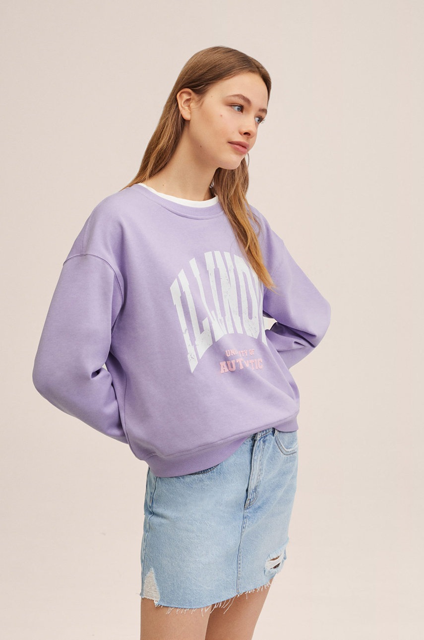

Детски суичър Mango Kids Illinois с принт, Син