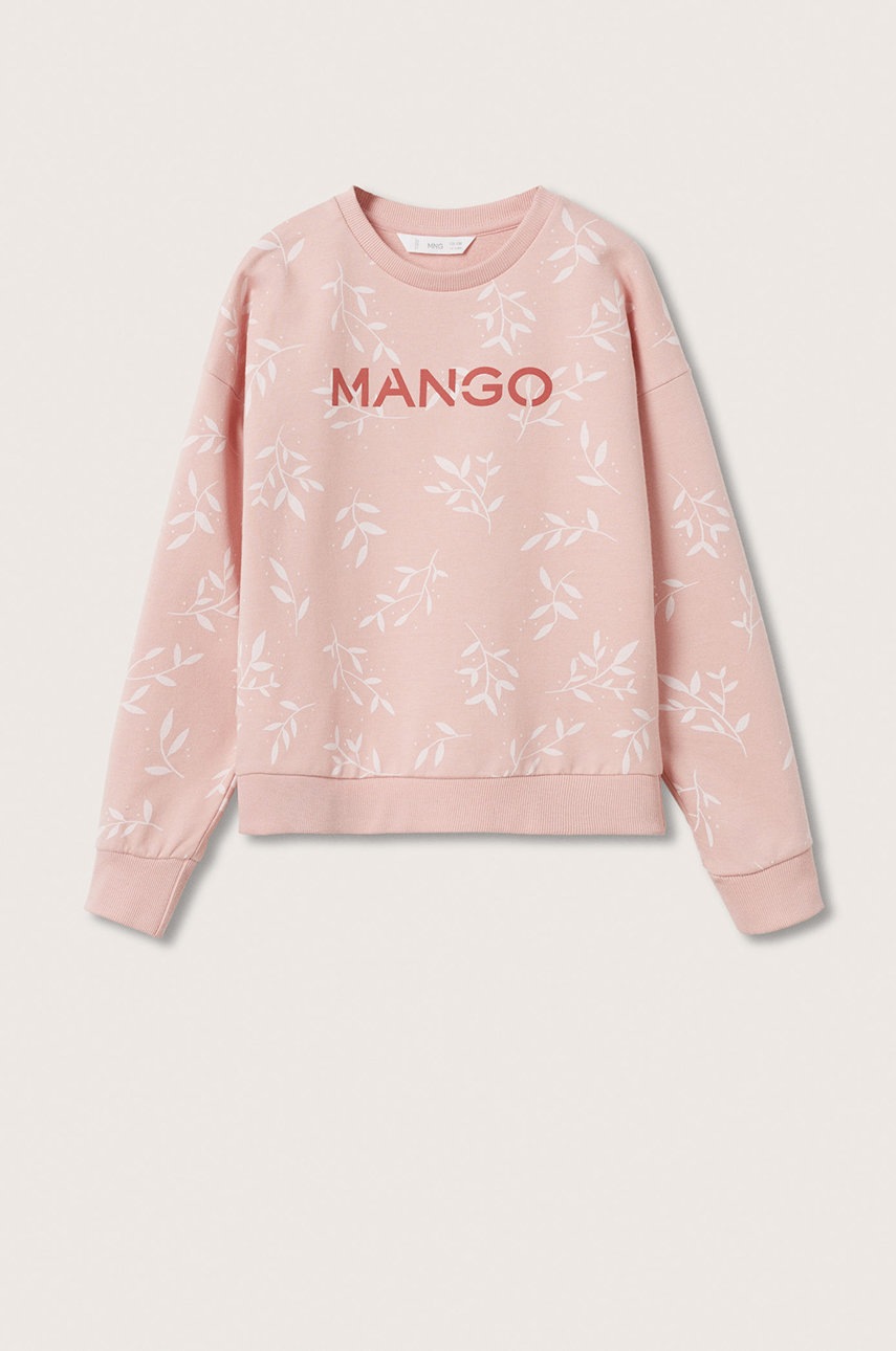 

Детски памучен суичър Mango Kids в розово с десен, Розов