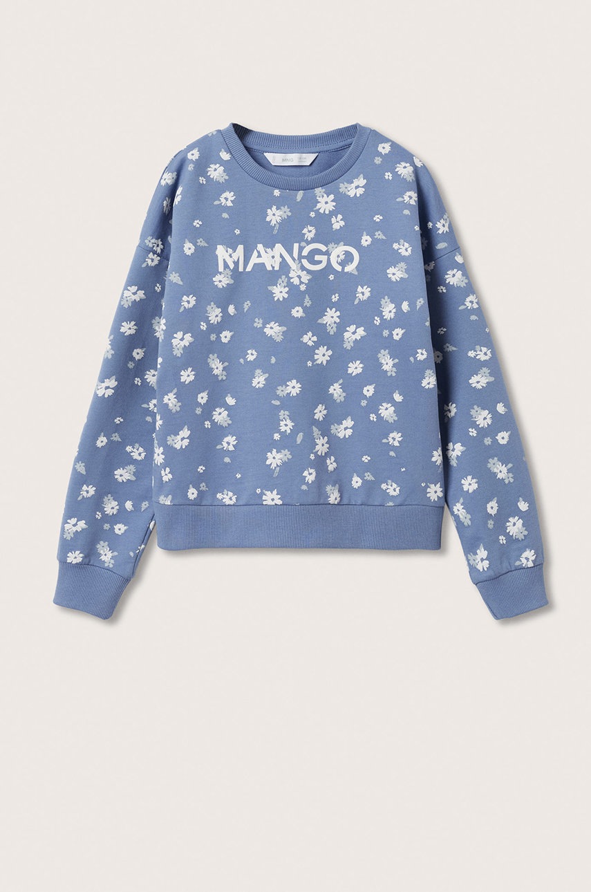

Детски памучен суичър Mango Kids с десен, Син