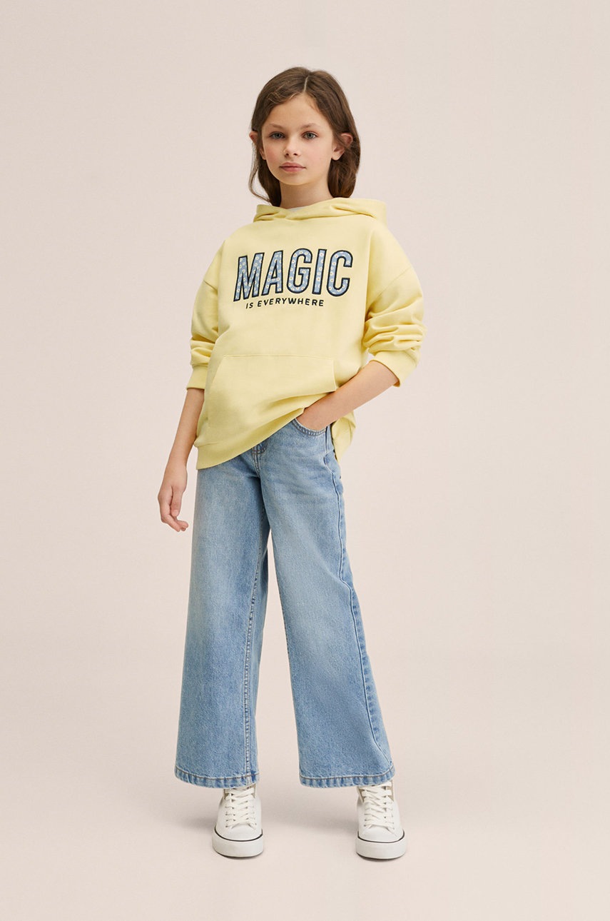 

Детская хлопковая кофта Mango Kids цвет жёлтый с аппликацией