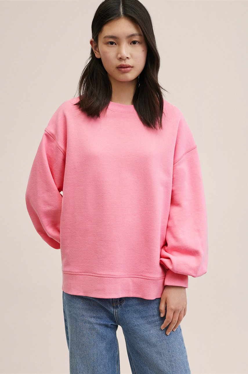 

Детска памучна блуза Mango Kids Fluor в розово с изчистен дизайн, Розов