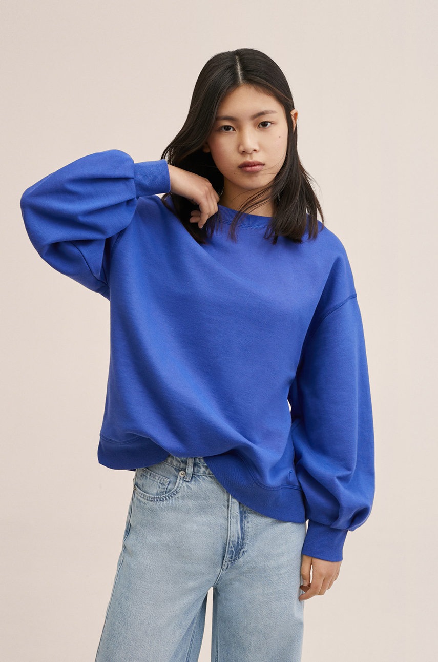 

Детска памучна блуза Mango Kids Fluor в тъмносиньо с изчистен дизайн, Тъмносин