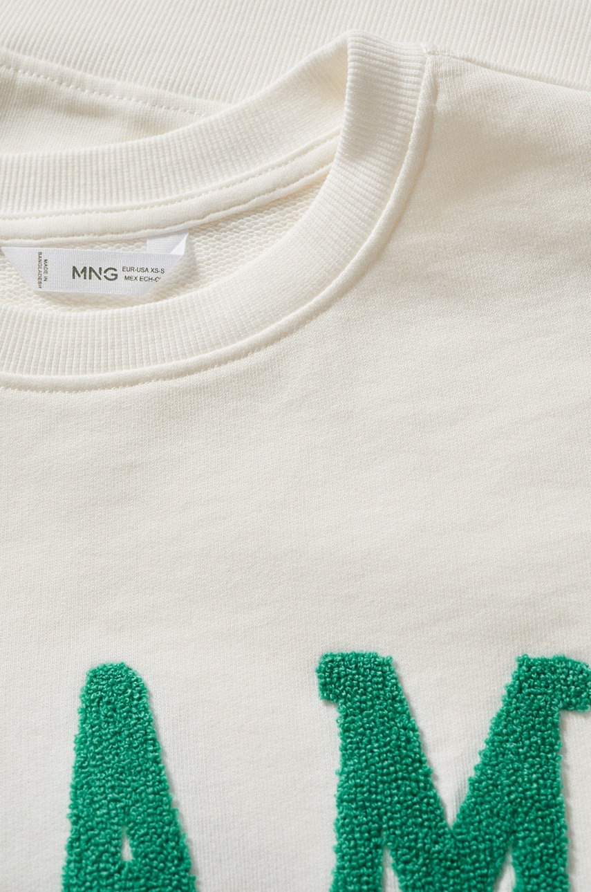 

Дитяча бавовняна кофта Mango Kids Miami колір білий з аплікацією