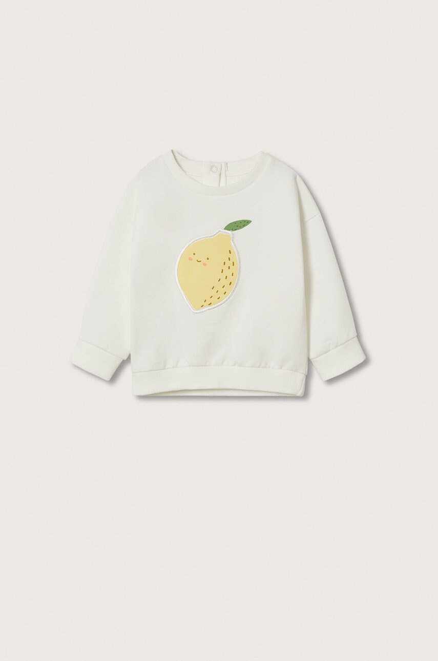 

Детски памучен суичър Mango Kids Frutti в бяло с апликация, Бял