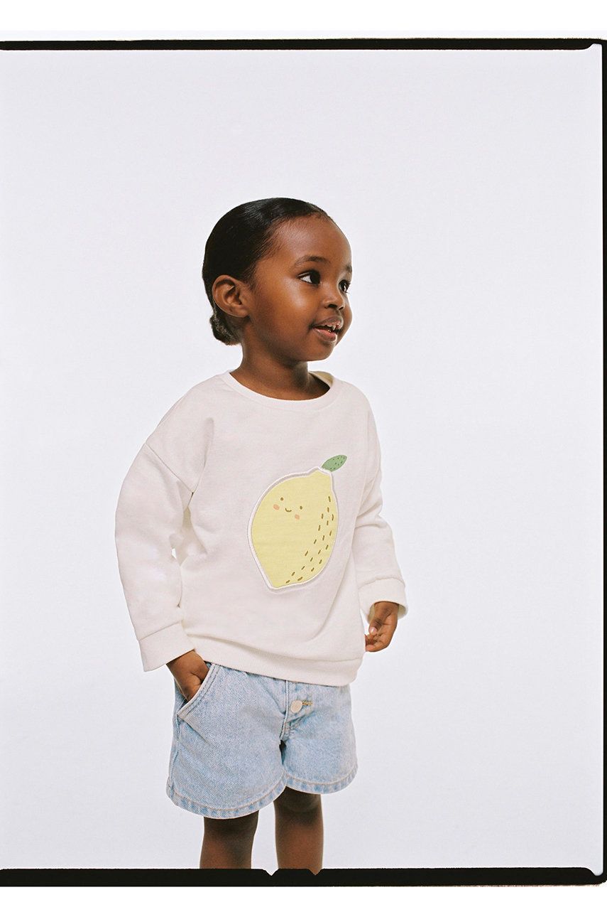 

Детская хлопковая кофта Mango Kids Frutti цвет белый с аппликацией