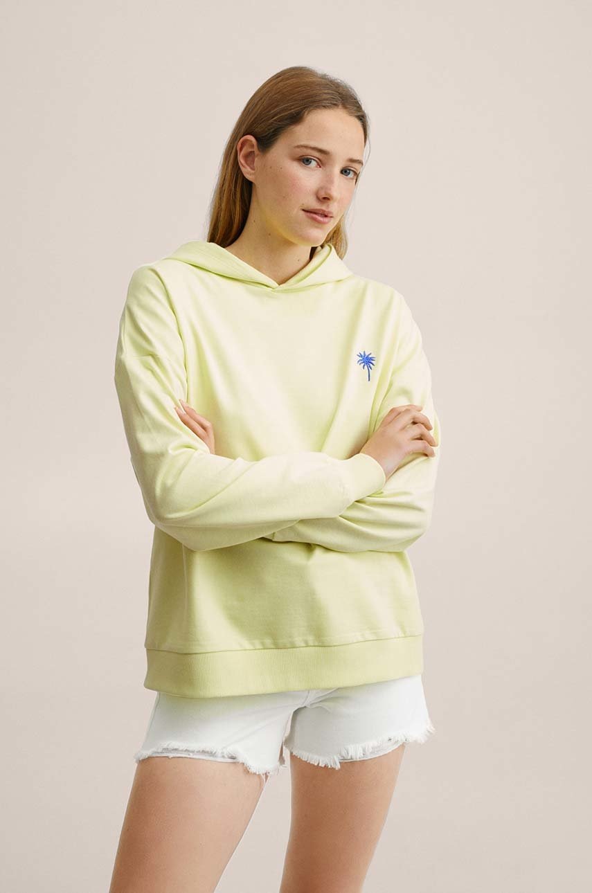 

Детски памучен суичър Mango Kids Dise в жълто с принт, Жълт