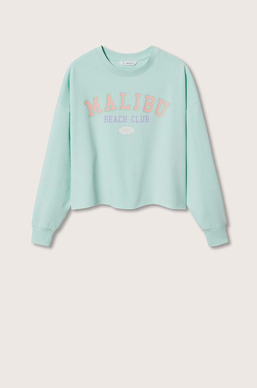 

Дитяча бавовняна кофта Mango Kids Florida колір зелений з принтом