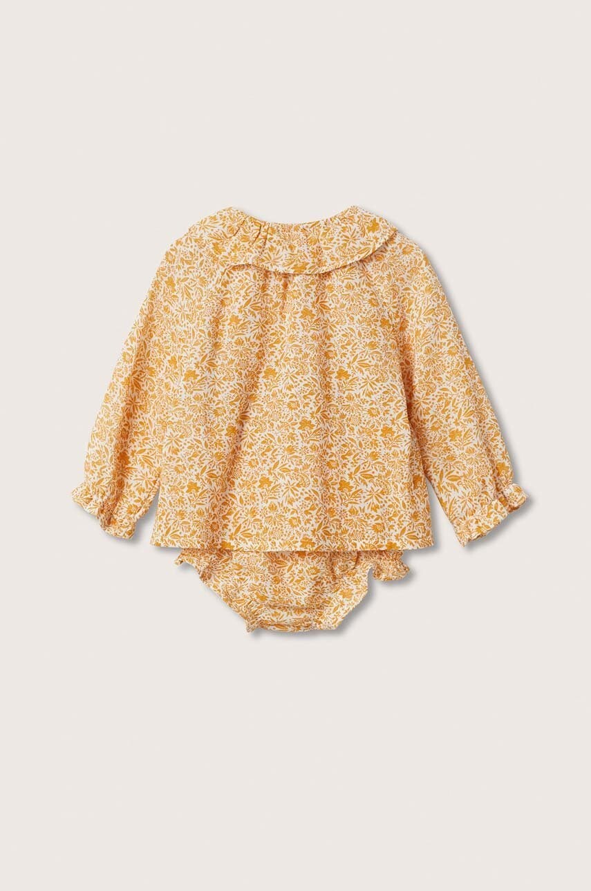 

Дитяча бавовняна блузка Mango Kids колір жовтий візерунок