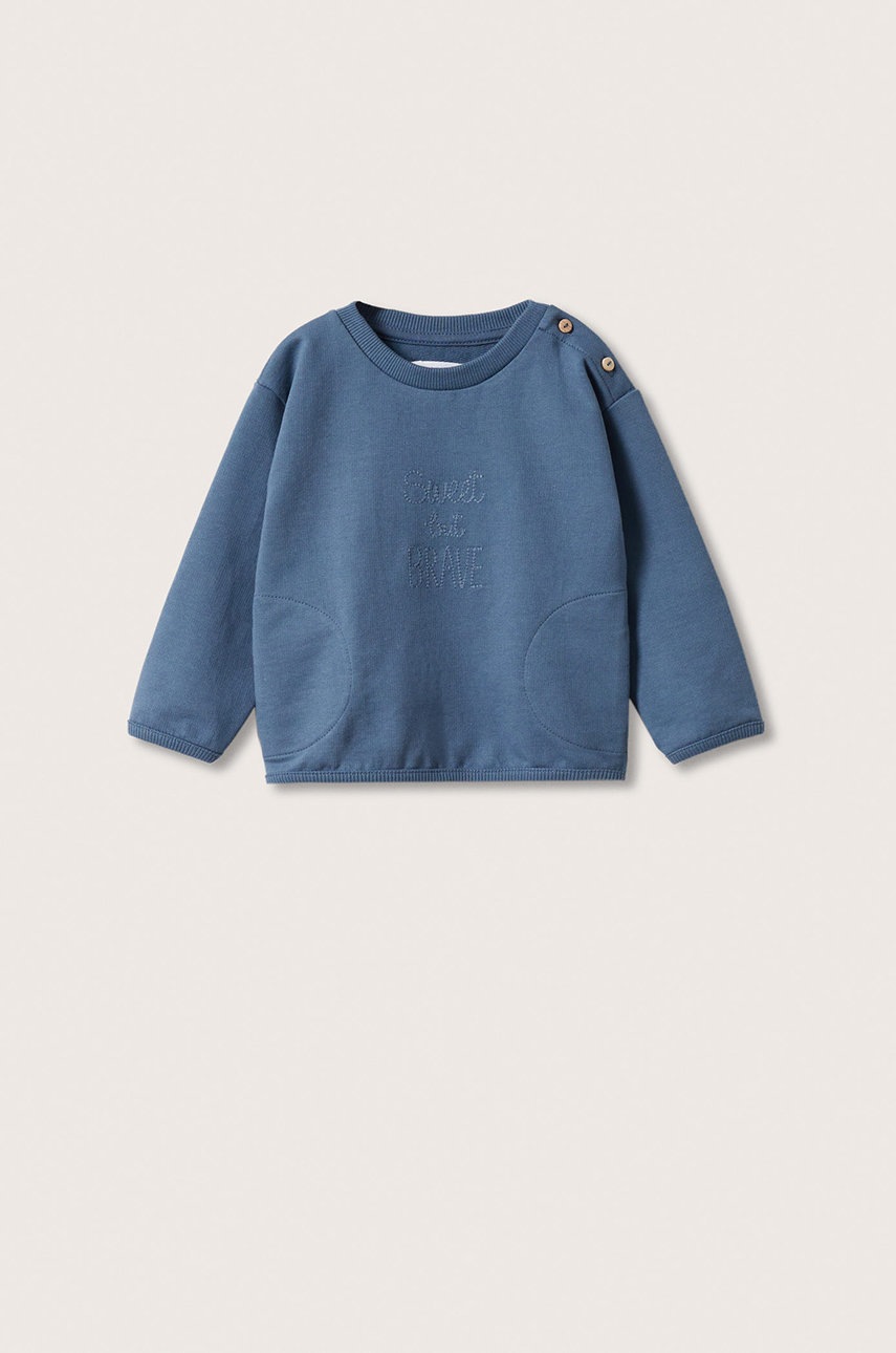 

Детски памучен суичър Mango Kids Bravenb с апликация, Син