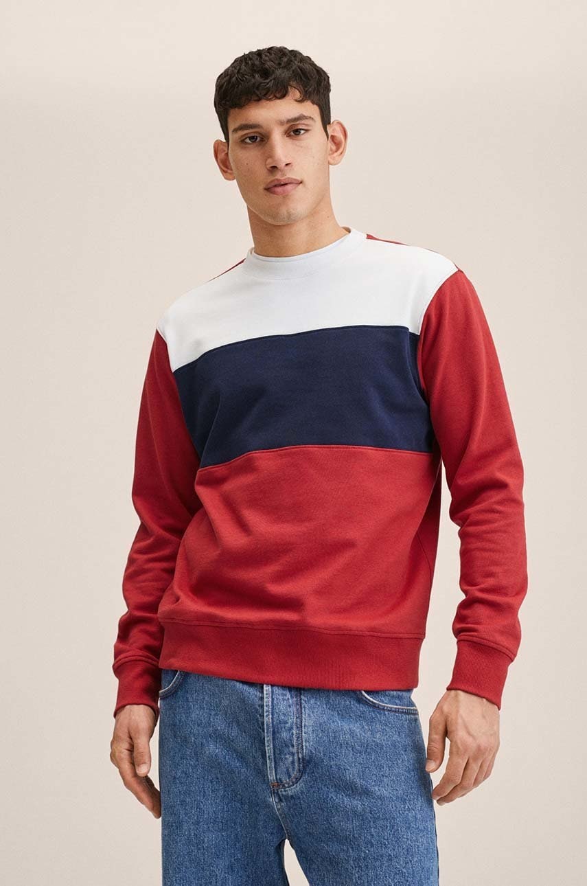 Mango man hanorac de bumbac barbati, culoarea rosu, modelator