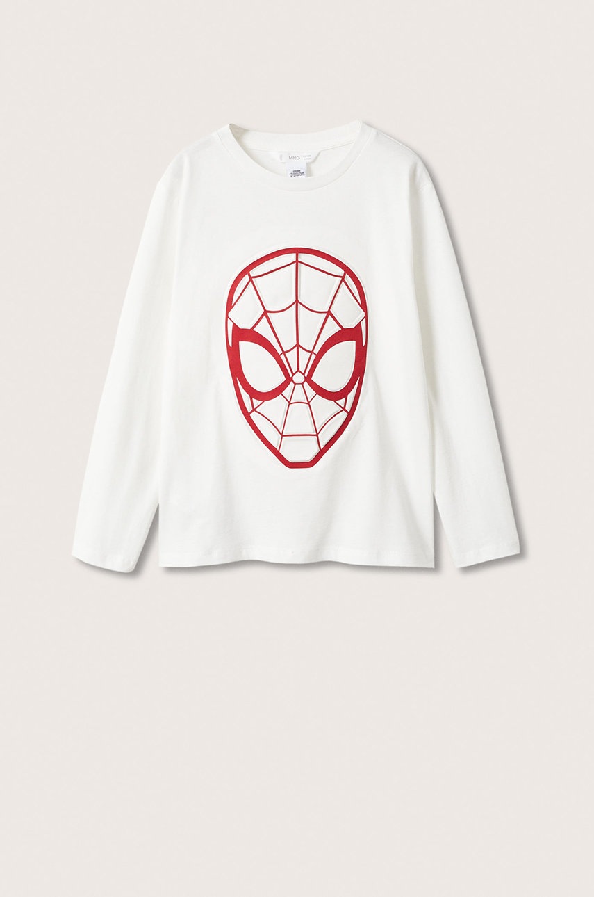 

Детска блуза с дълги ръкави Mango Kids Spider в бяло с принт, Бял