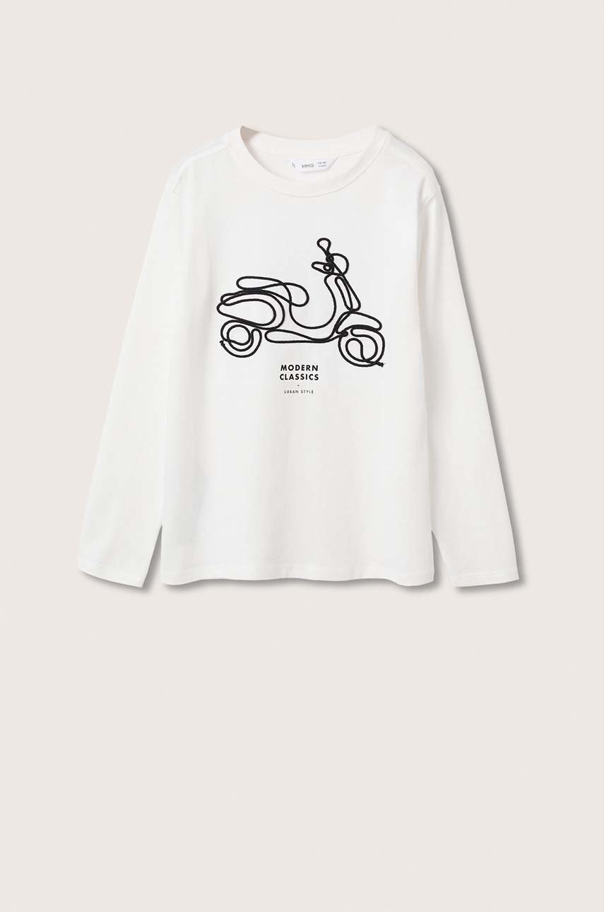

Детска блуза с дълги ръкави Mango Kids в бяло с апликация, Бял