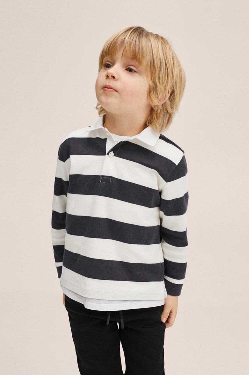 Дитячий бавовняний лонгслів Mango Kids колір сірий візерунок