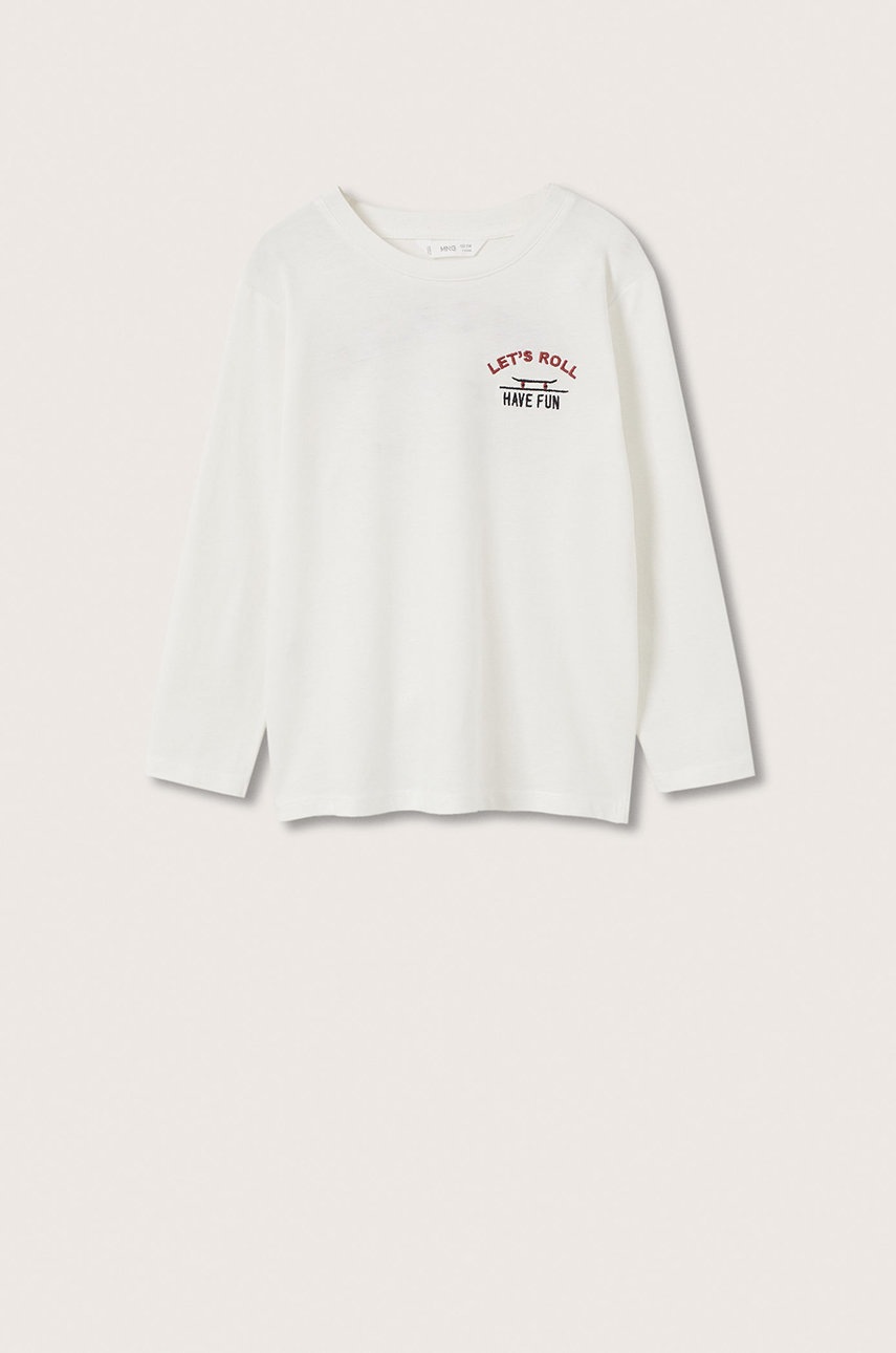 

Детска блуза с дълги ръкави Mango Kids в бяло с апликация, Бял