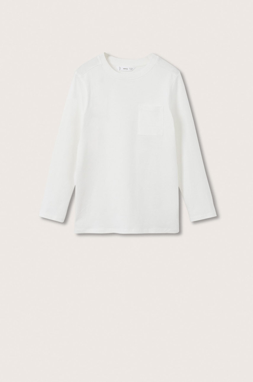 

Детска блуза с дълги ръкави Mango Kids в бяло с изчистен дизайн, Бял