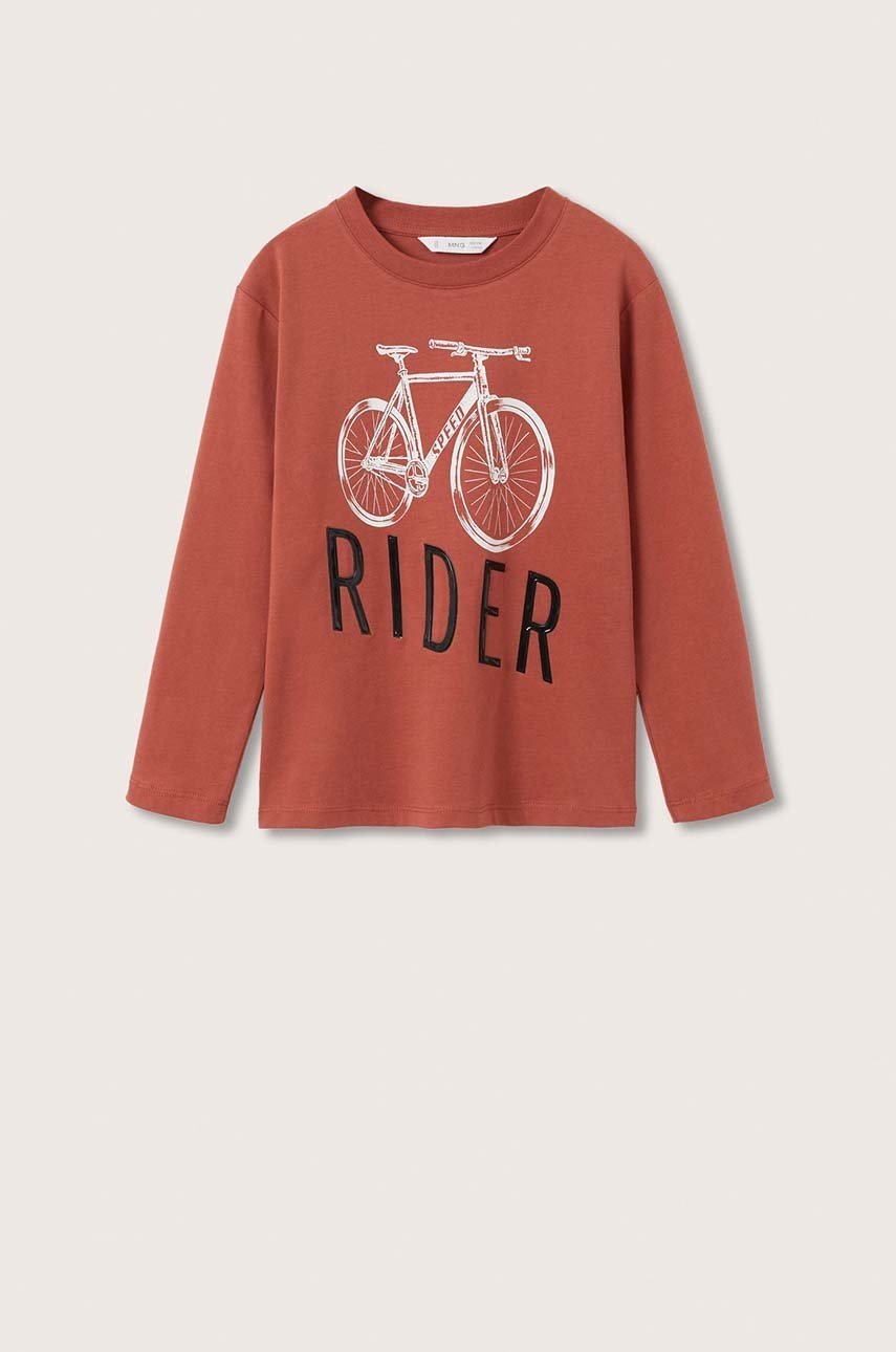 

Детска блуза с дълги ръкави Mango Kids в оранжево с принт, Оранжев