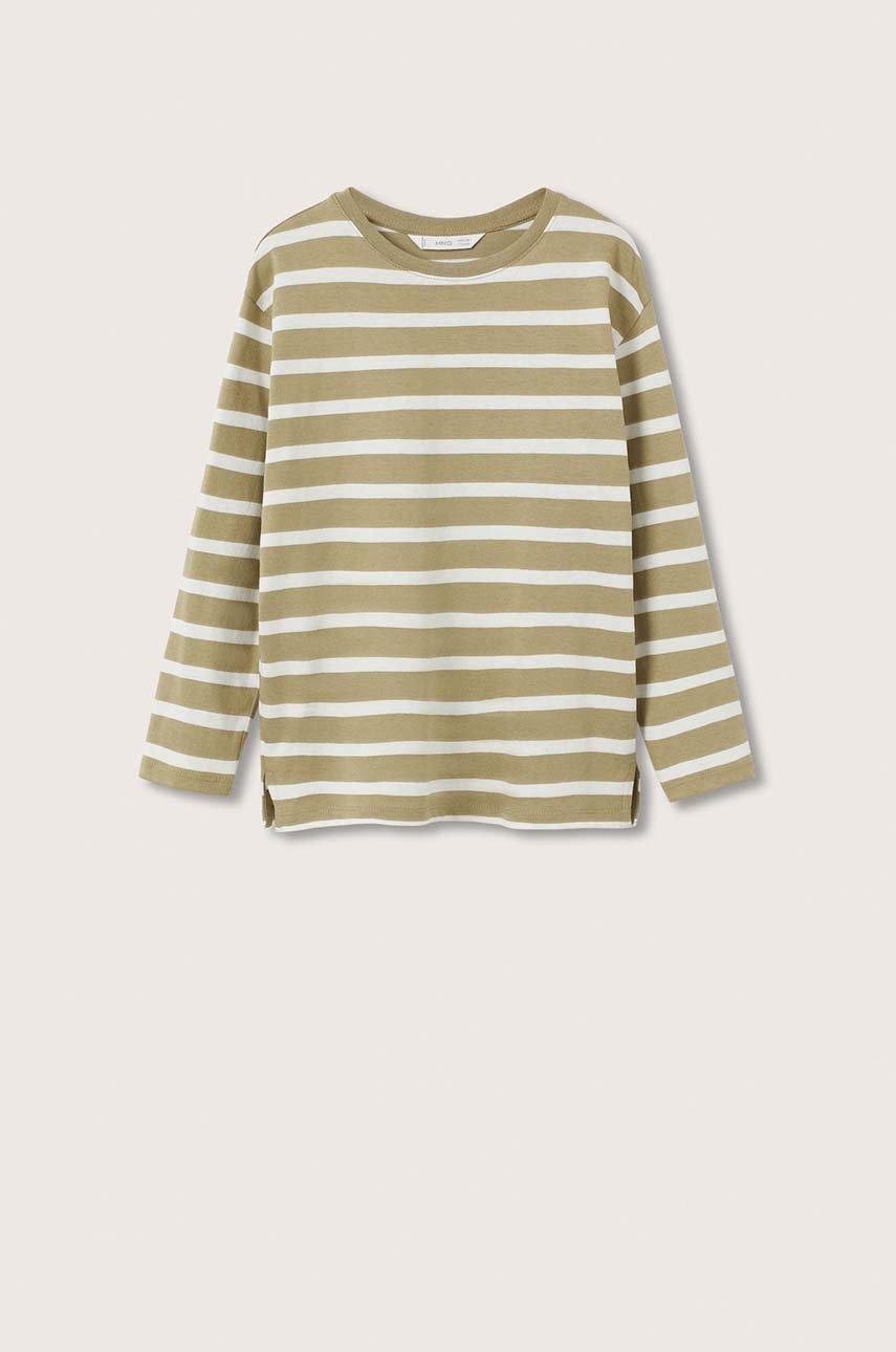 

Детска блуза с дълги ръкави Mango Kids в кафяво с десен, Кафяв