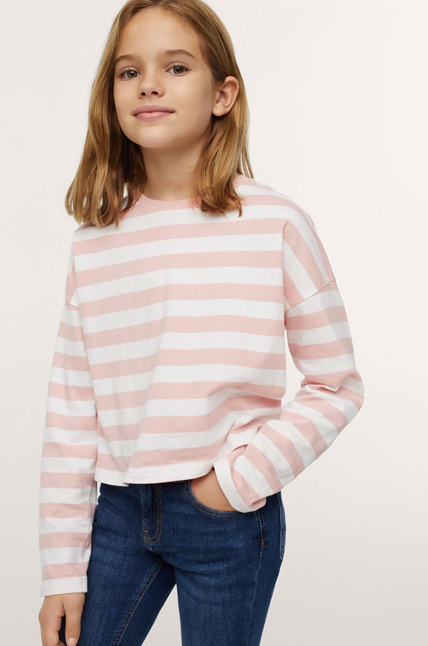 

Детска блуза с дълги ръкави Mango Kids в розово, Розов