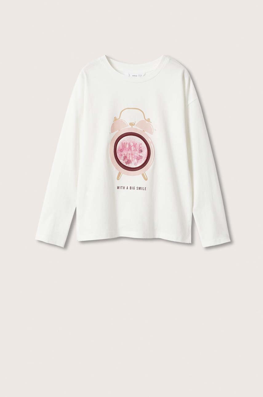 

Детска блуза с дълги ръкави Mango Kids в бяло, Бял