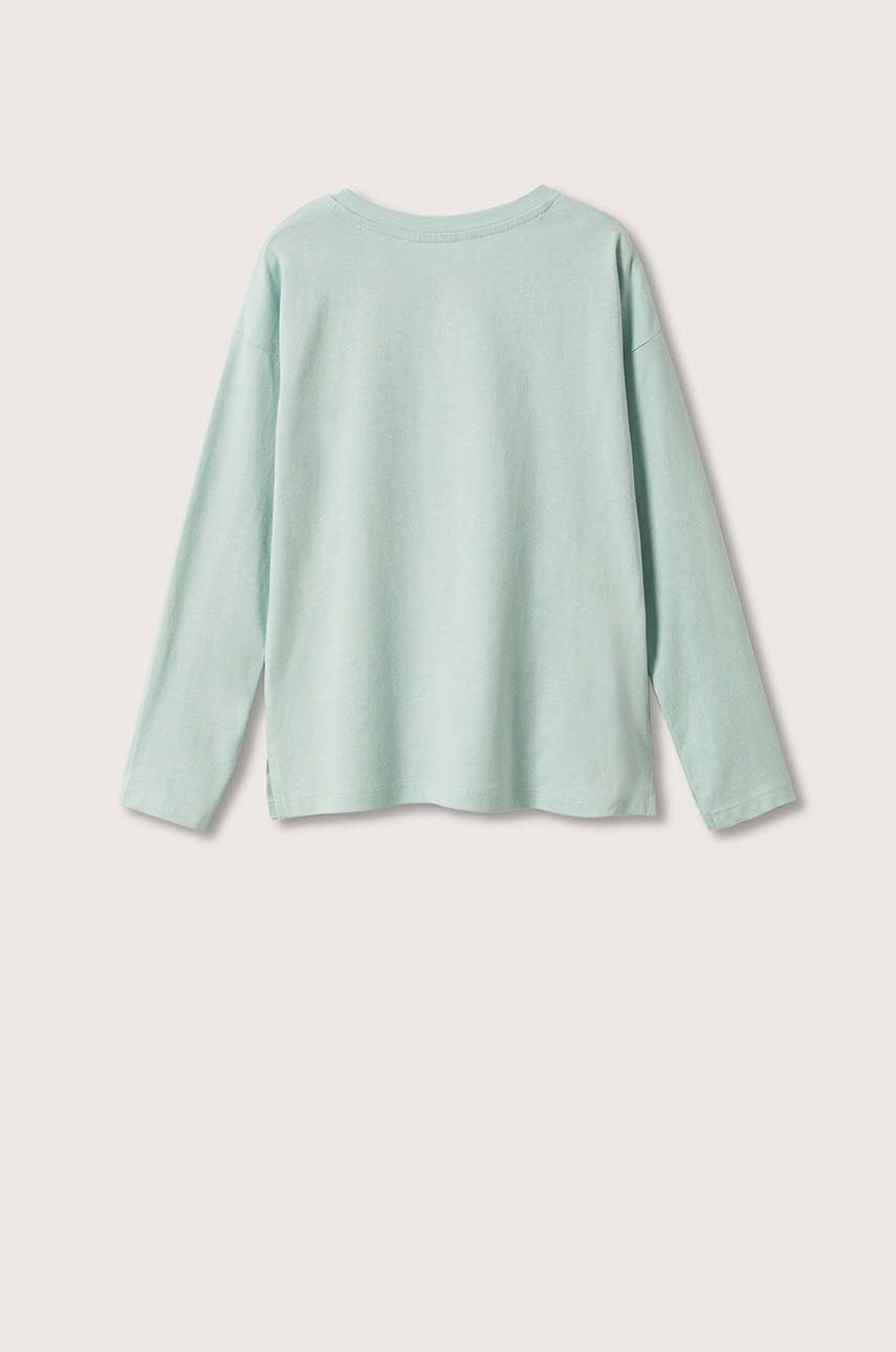

Дитячий бавовняний лонгслів Mango Kids колір зелений