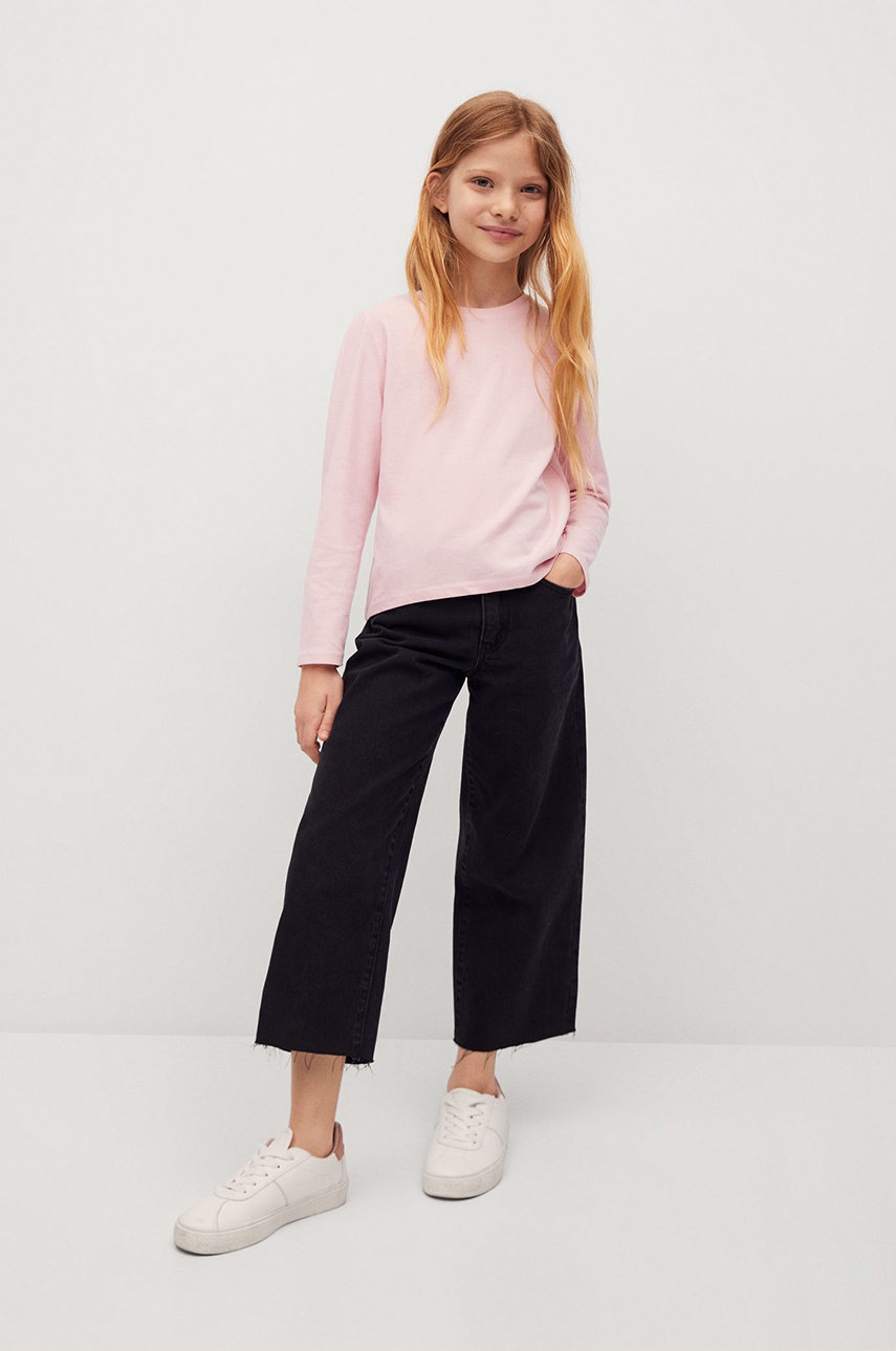 

Хлопковый детский лонгслив Mango Kids цвет розовый