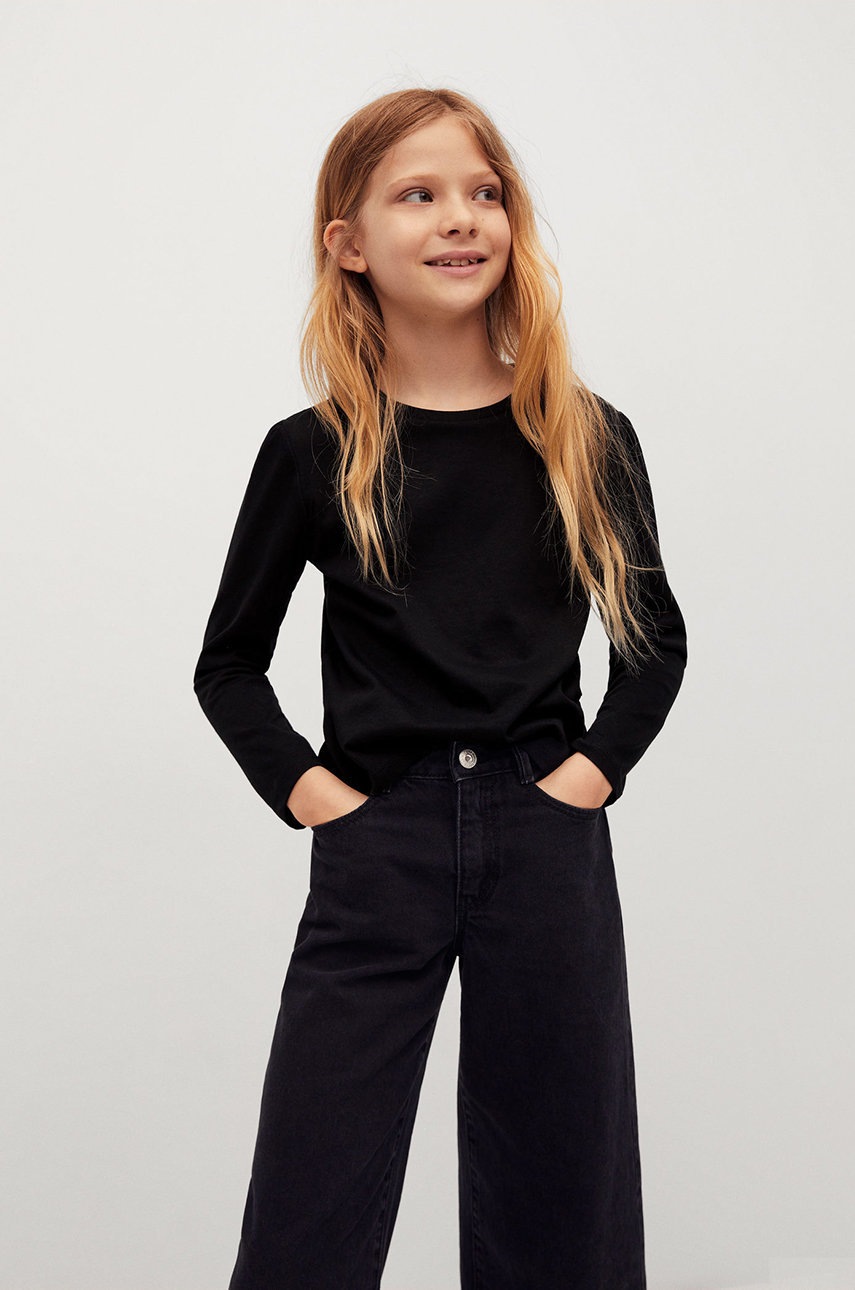 

Детска блуза с дълги ръкави Mango Kids в черно, Черен