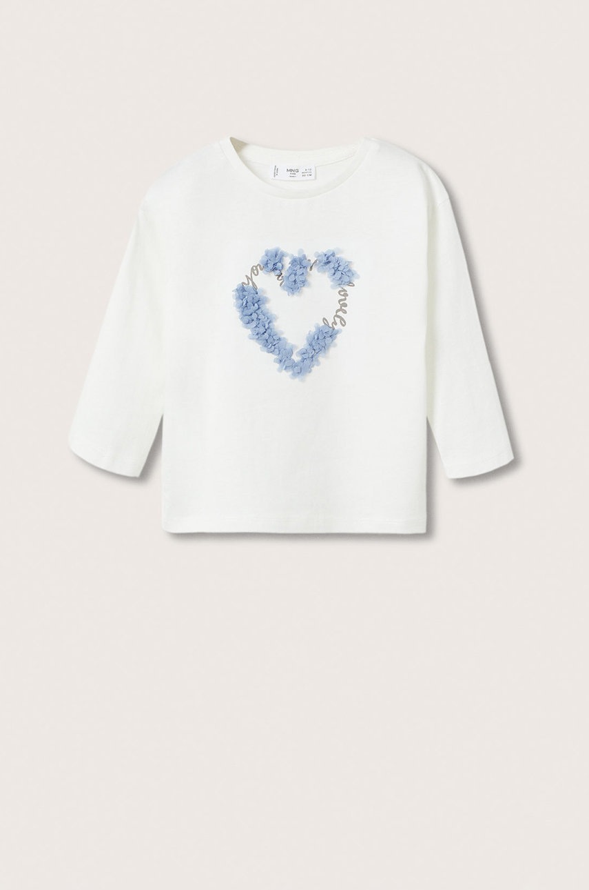 

Детска блуза с дълги ръкави Mango Kids в бяло, Бял