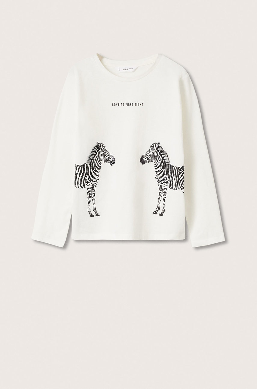 

Детска блуза с дълги ръкави Mango Kids в бяло, Бял