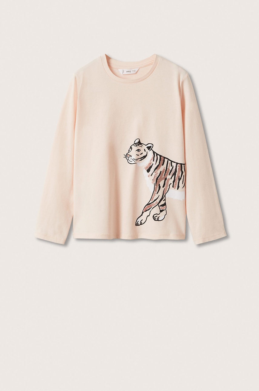 

Детска блуза с дълги ръкави Mango Kids в розово, Розов