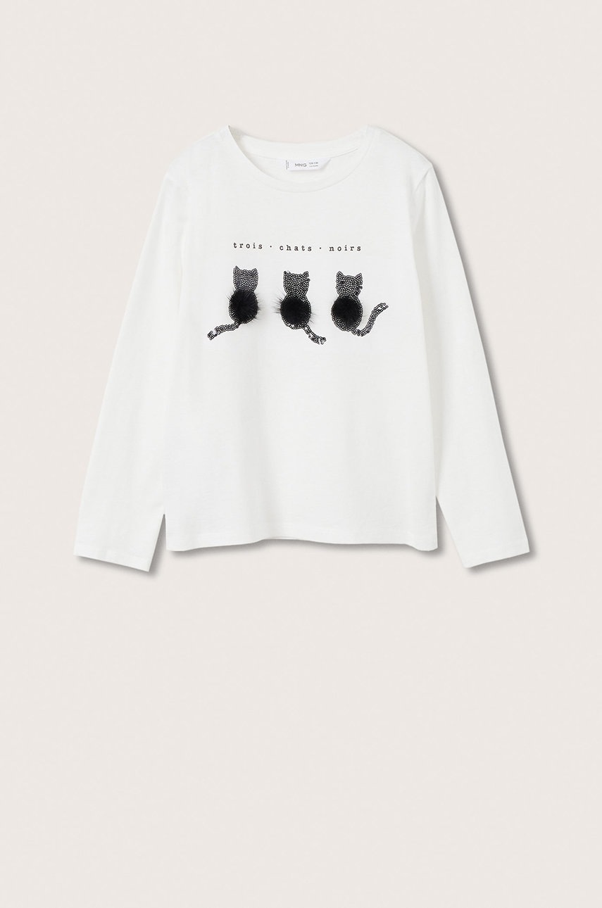 

Детска блуза с дълги ръкави Mango Kids в бяло, Бял